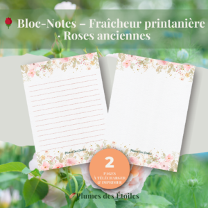 🌹 Un bloc-notes digital A6 aux roses anciennes, pour écrire dans une atmosphère romantique et douce.🌹