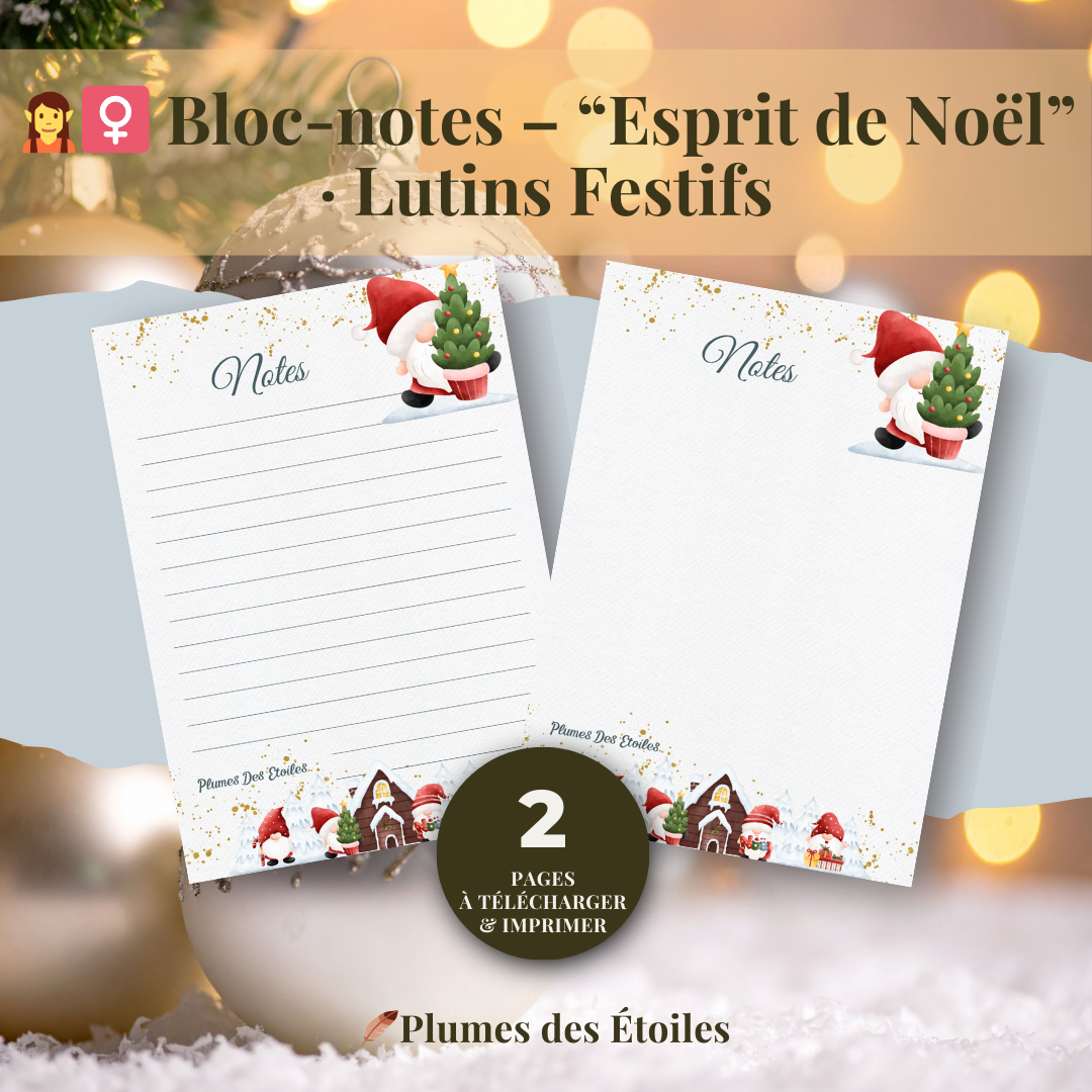 🧝‍♀️Un bloc-notes digital pétillant et créatif pour noter tes idées de Noël avec légèreté et fantaisie.🧝‍♀️