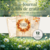 Un mini-journal poétique et doré pour noter tes gratitudes, pensées lumineuses et petits bonheurs du quotidien.