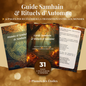 🍁 Un guide digital poétique et spirituel pour honorer Samhain, ralentir, libérer l’ancien et renouer avec la sagesse des cycles, entre rituels d’automne, introspection et magie ancestrale.🍁 
