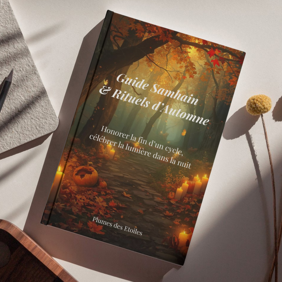 🍁 Un guide digital poétique et spirituel pour honorer Samhain, ralentir, libérer l’ancien et renouer avec la sagesse des cycles, entre rituels d’automne, introspection et magie ancestrale.🍁 
