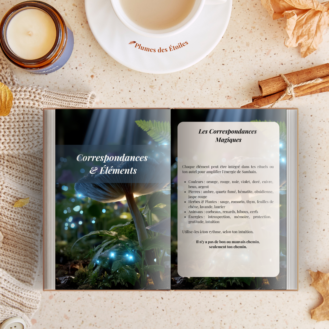 🍁 Un guide digital poétique et spirituel pour honorer Samhain, ralentir, libérer l’ancien et renouer avec la sagesse des cycles, entre rituels d’automne, introspection et magie ancestrale.🍁 