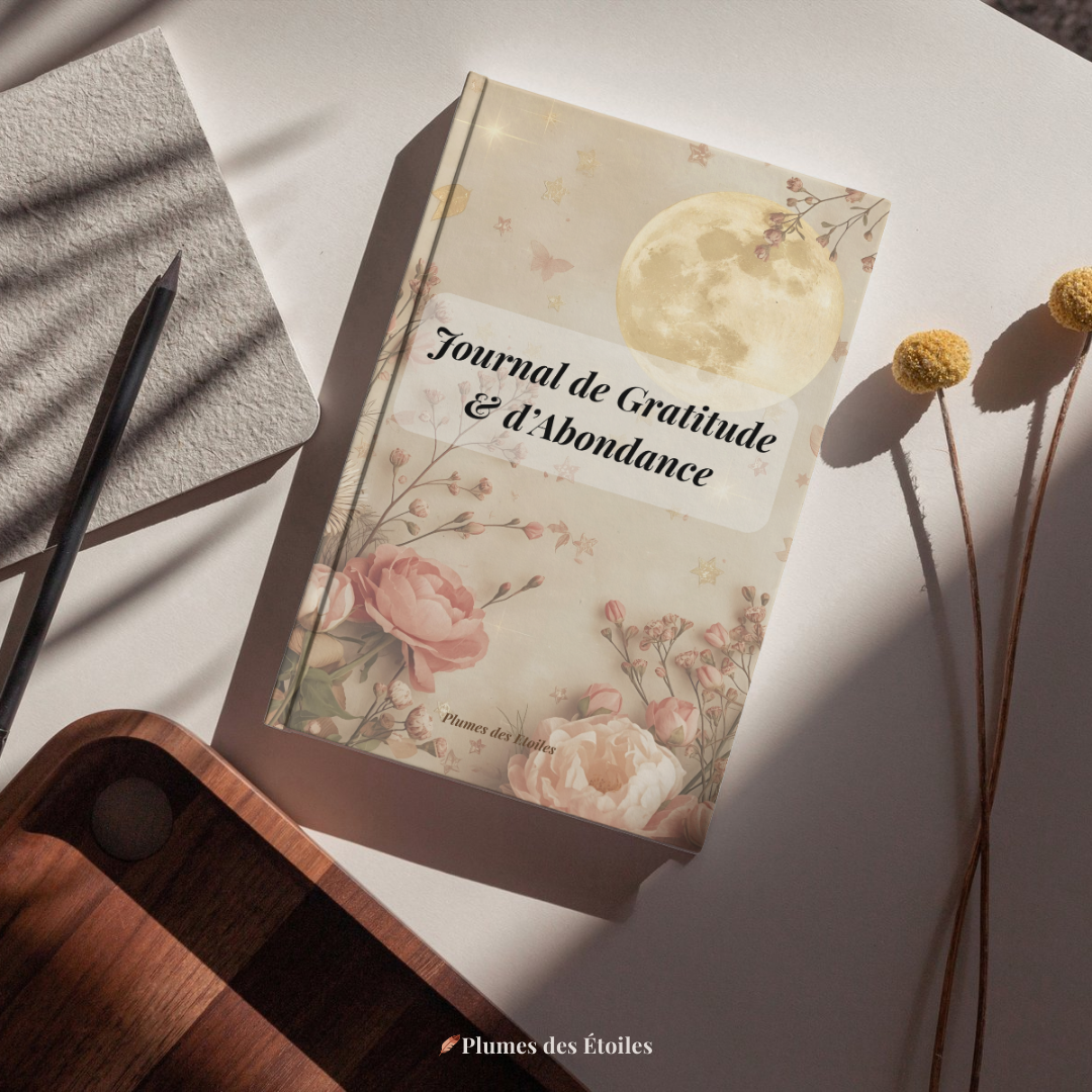 🌿 Un journal poétique et guidé pour cultiver la gratitude et l’abondance pendant 60 jours. Rituels lunaires, affirmations, recettes sacrées et pages créatives s’entrelacent pour t’accompagner dans une pratique douce, inspirante et profondément transformatrice.🌿 