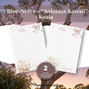 🐨 Un bloc-notes digital A6 illustré d’un koala kawaii, pour organiser ton quotidien sans pression.🐨 