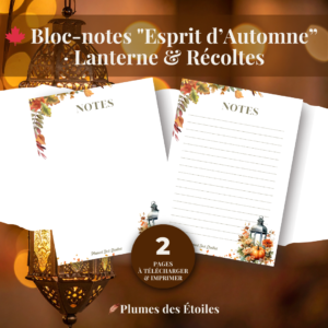 🏮 Bloc-notes Digital – "Esprit d’Automne · Lanterne & Récoltes"