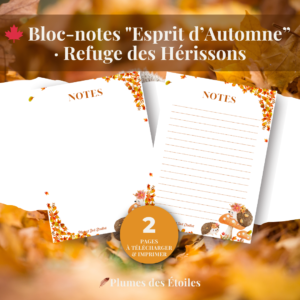🦔 Bloc-notes Digital – Esprit d’Automne · Refuge des Hérissons