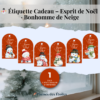 Une étiquette cadeau douce et hivernale illustrée d’un bonhomme de neige, pour un Noël tendre et poétique.