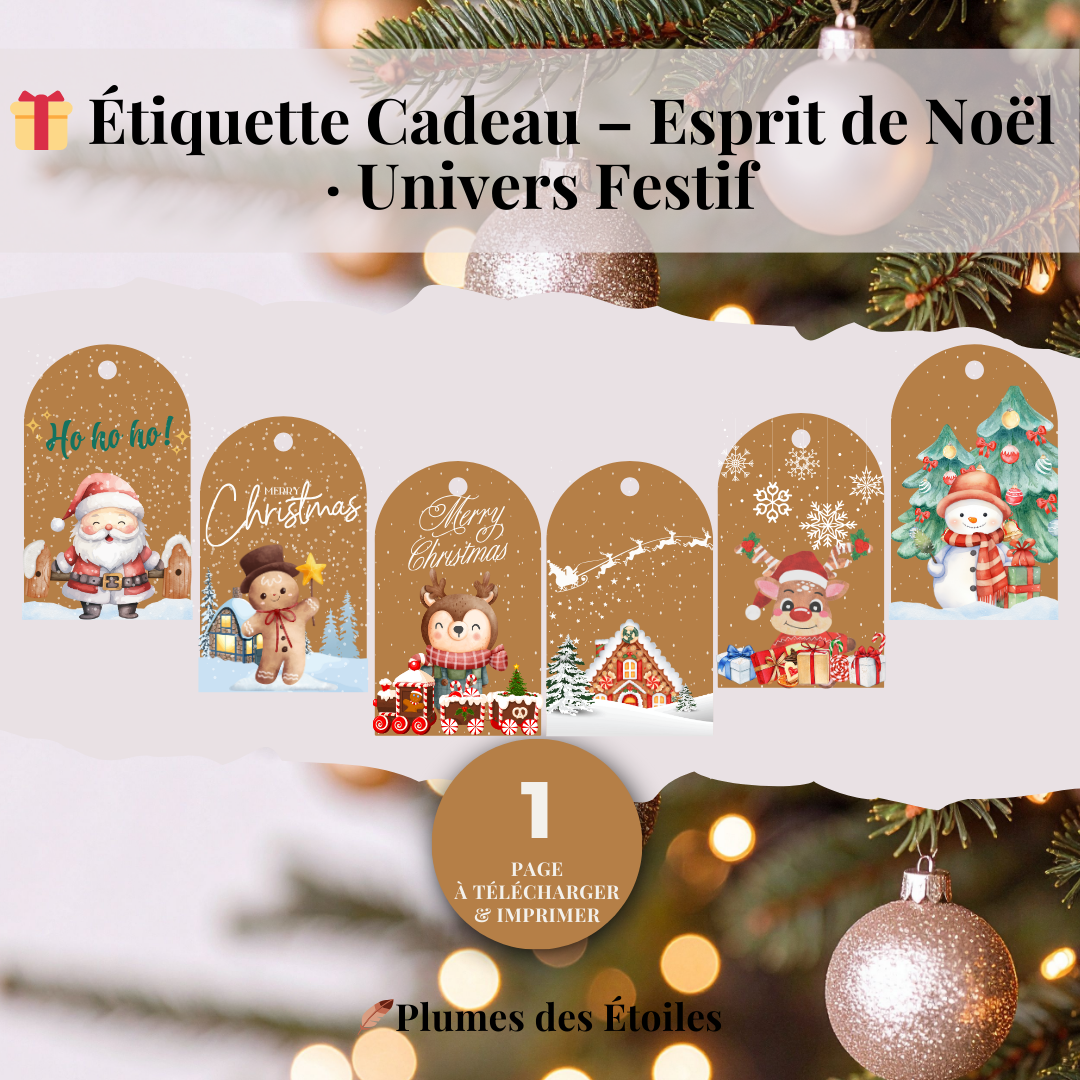 🎁Un lot d’étiquettes cadeaux digitales aux illustrations emblématiques de Noël pour habiller tes présents avec magie, douceur et esprit festif..🎁