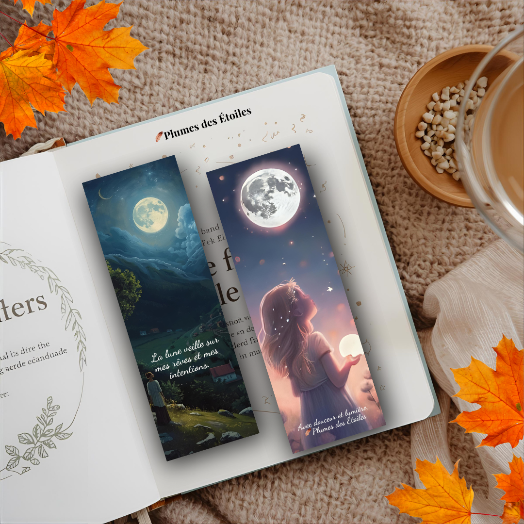 🍁 Offre-toi un instant de douceur avec 3 marque-pages poétiques à imprimer. Feuilles, lune et étoiles accompagnent tes lectures, journaux et moments de contemplation. 🍁 