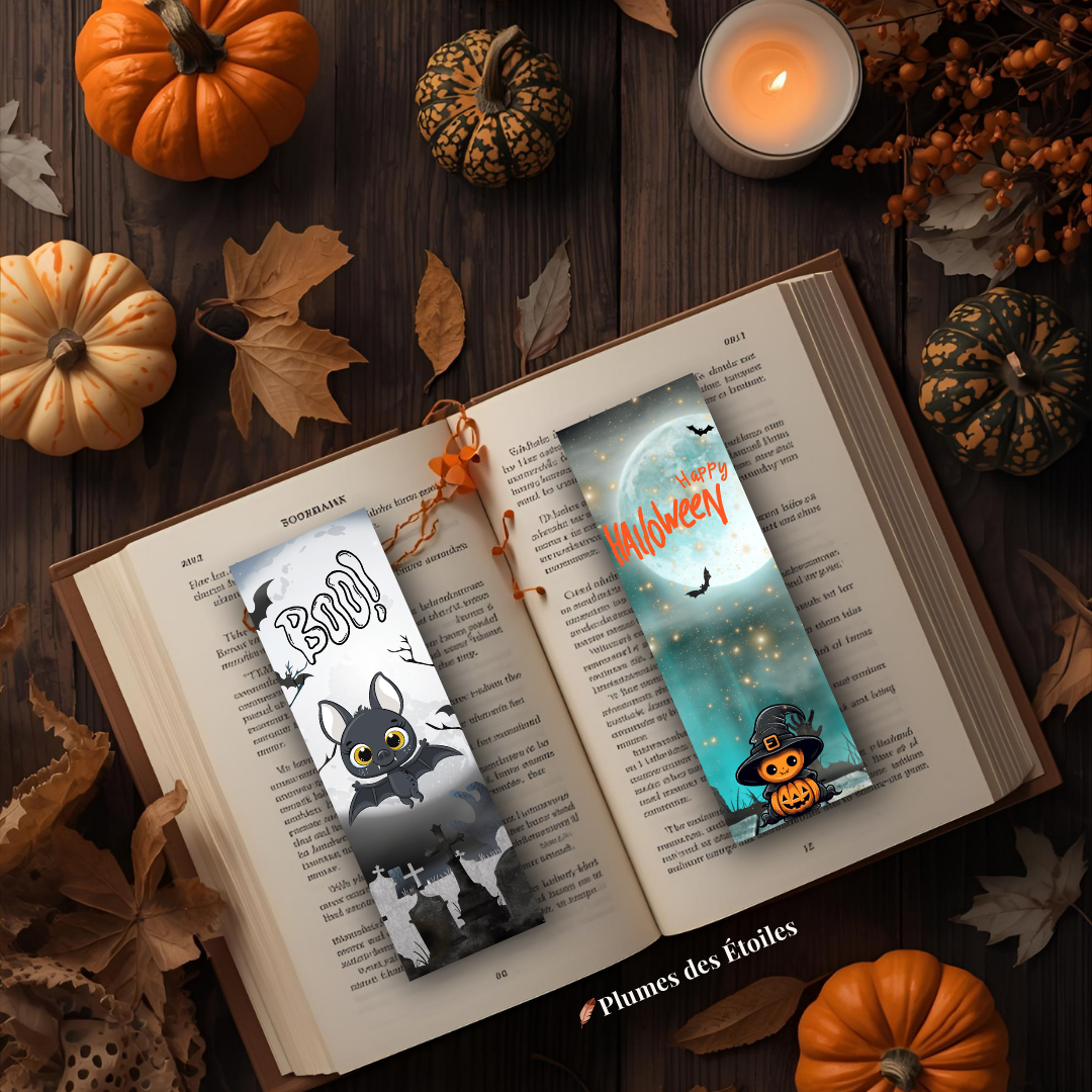 Un pack de 5 marque-pages illustrés pour accompagner tes lectures d’automne dans une ambiance mystérieuse, poétique et délicieusement ensorcelante.