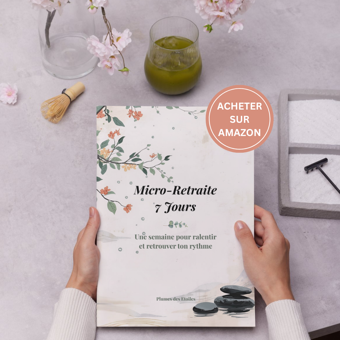 Une parenthèse de 7 jours pour ralentir, respirer et te reconnecter à ton rythme intérieur. Ce journal digital t’invite à vivre une micro-retraite slow life, entre rituels doux, introspection poétique et instants de pleine conscience, où que tu sois.